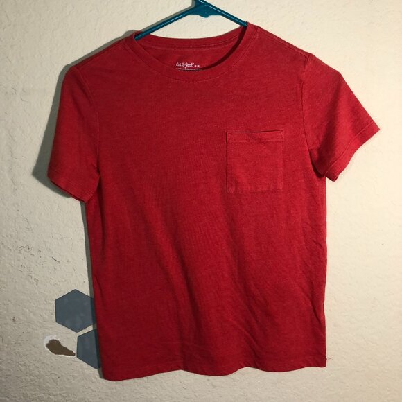 Cat And Jack T-Shirt Boys Size M 8 Solid Red T-Shirt Short Sleeve - Picture 1 of 6